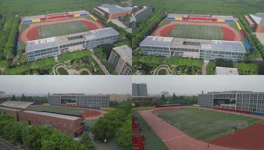西安培华学院大学操场4K航拍高清在线视频素材下载
