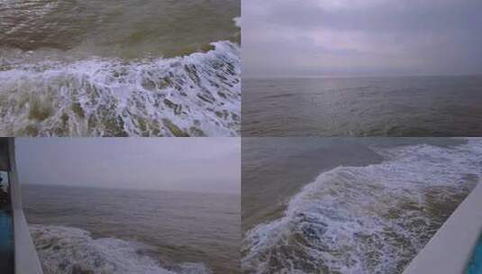 阴雨天海面上的浪花高清在线视频素材下载