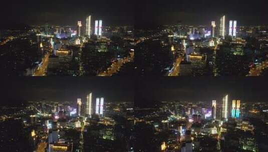 航拍江苏无锡三阳广场城市夜景高清在线视频素材下载