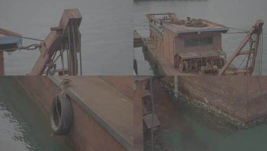 海上废弃轮船素材4k slog3高清在线视频素材下载