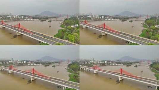 航拍福建漳州九龙江战备大桥高清在线视频素材下载