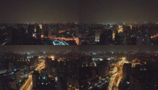 上海徐汇区夜景航拍高清在线视频素材下载