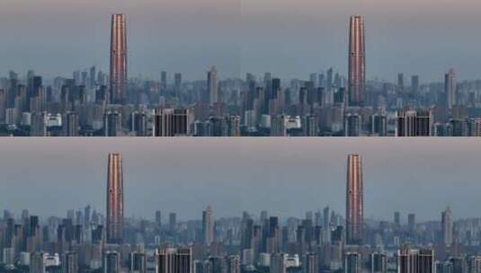 武汉黄昏天际线-绿地大厦高清在线视频素材下载