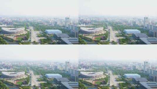 国家体育中心北京建筑群鸟巢雾气高清在线视频素材下载