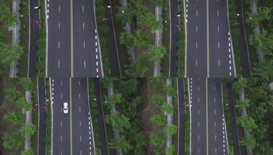 城市公路和城市绿化园林航拍高清在线视频素材下载