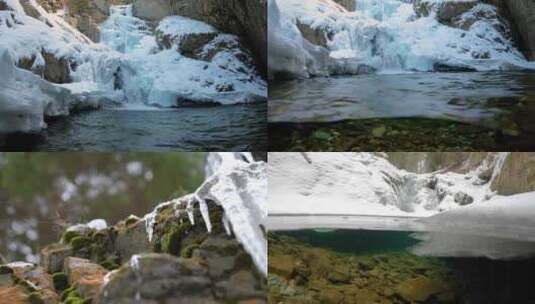 冰瀑优质水源山泉水高清在线视频素材下载