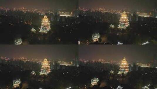 重庆鸿恩寺夜景航拍重庆夜景城市风光风景高清在线视频素材下载