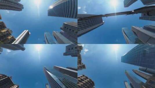 仰视城市摩天大楼高清在线视频素材下载