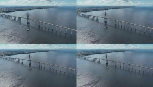 位于巴西亚马逊州马瑙斯市中心的地标性电缆桥。高清在线视频素材下载