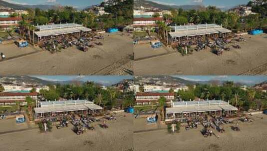 海滩酒吧鸟瞰高清在线视频素材下载