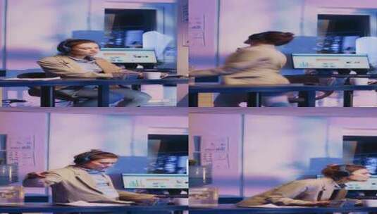 在办公室手舞足蹈的女人高清在线视频素材下载