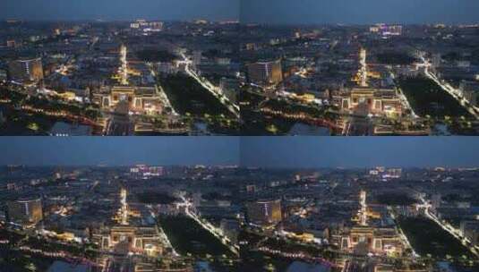 河南许昌城市夜景灯光航拍高清在线视频素材下载