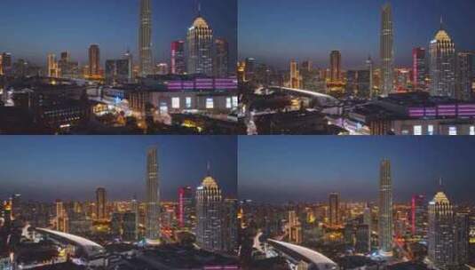 天津城市夜景航拍空镜高清在线视频素材下载