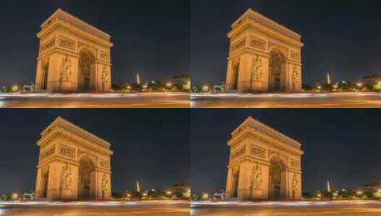 欧洲城市夜景巴黎伦敦地标建筑航拍高清在线视频素材下载