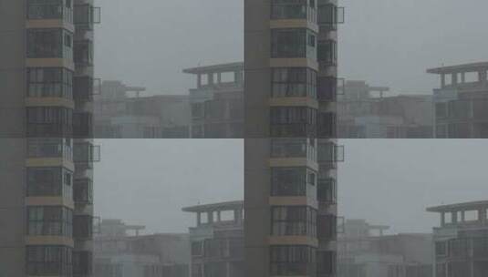 城市高楼大雨前后景高清在线视频素材下载