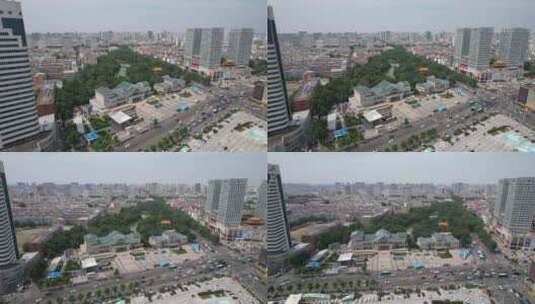 山东济宁城市风光建设航拍高清在线视频素材下载