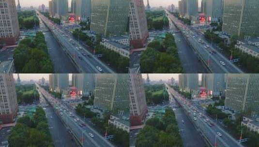 航拍城市道路交通高清在线视频素材下载