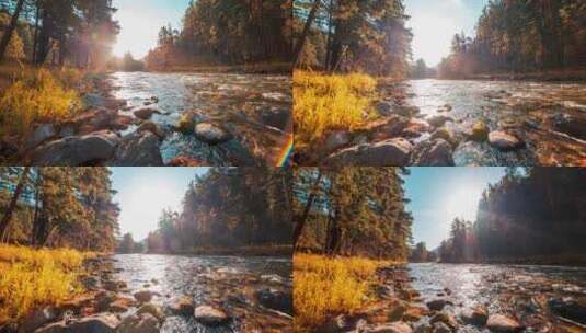 夏季或秋季的UHD山河延时摄影高清在线视频素材下载