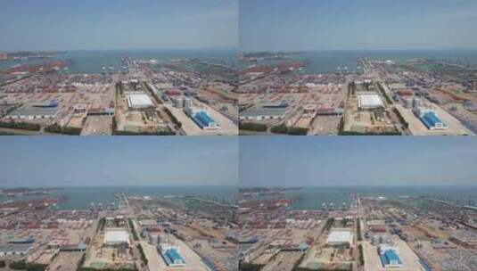 山东烟台港口码头航拍高清在线视频素材下载