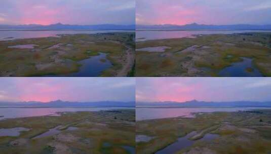 内蒙古乌海市乌海湖日出朝霞景观高清在线视频素材下载