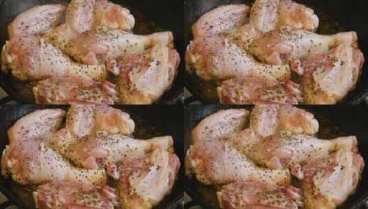 烹饪鸡肉高清在线视频素材下载