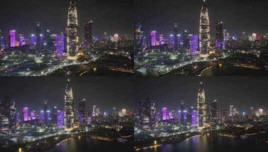 深圳华润大厦夜景航拍高清在线视频素材下载
