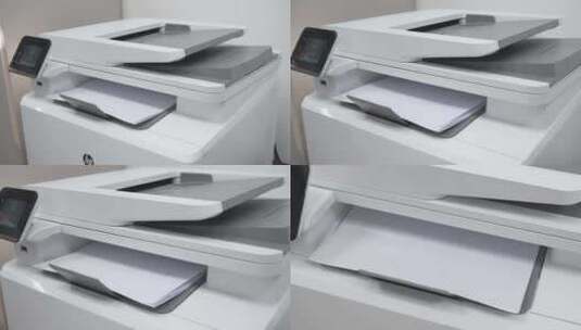 上午办公室惠普打印机打印文件4k实拍高清在线视频素材下载