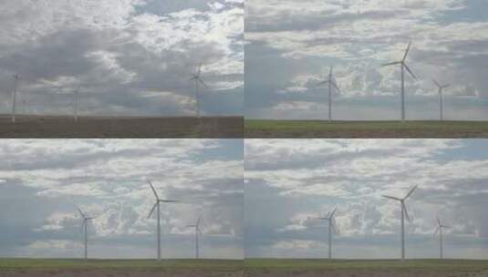 草原风景蓝天白云风车发电高清在线视频素材下载