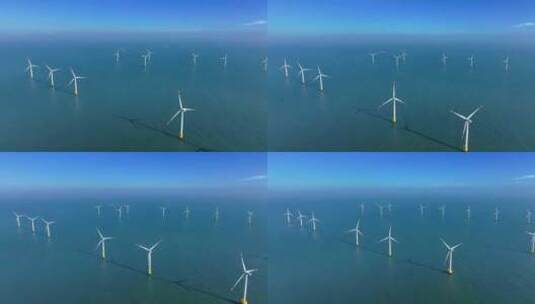 风电 风机 风场 海上新能源 海岛风力发电高清在线视频素材下载