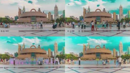 人民广场 喷泉 上海博物馆  上海人民广场高清在线视频素材下载