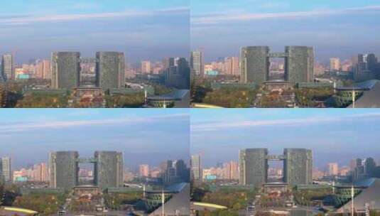 航拍杭州钱江新城城市阳台高清在线视频素材下载