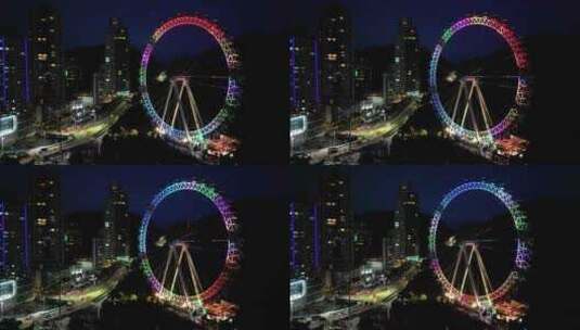上海摩天轮夜景高清在线视频素材下载