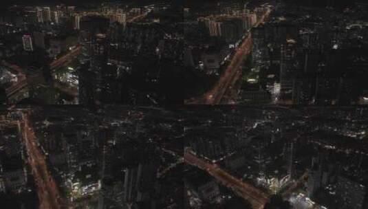 龙岩新罗龙岩大道京华中心城市大景夜景航拍高清在线视频素材下载