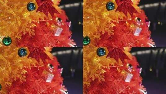 圣诞树圣诞装饰特写高清在线视频素材下载