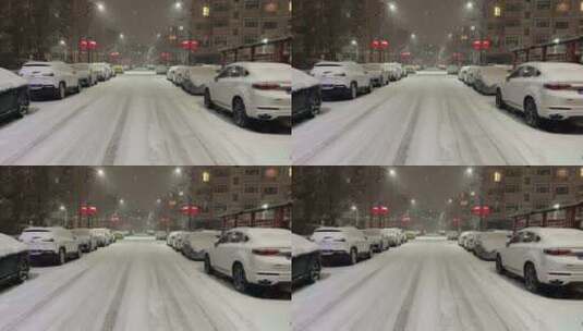 北京小区里下雪高清在线视频素材下载