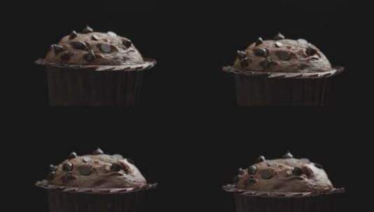 巧克力麦芬蛋糕旋转特写高清在线视频素材下载