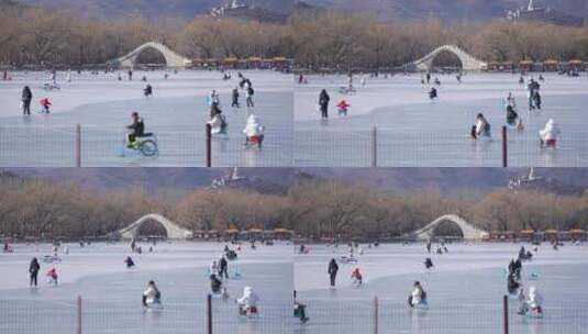 北京颐和园冬日冰场素材高清在线视频素材下载