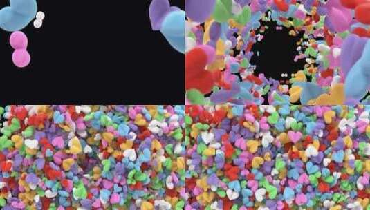 Alpha上的3d彩色心脏背景高清在线视频素材下载