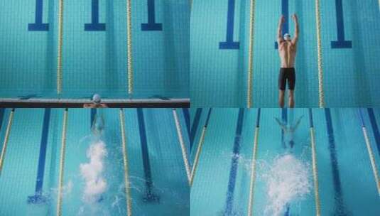 游泳运动员出发入水高清在线视频素材下载