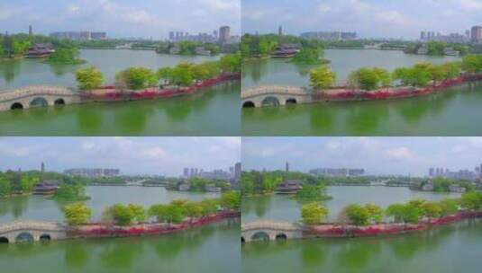 惠州西湖陈公堤中空航拍大景高清在线视频素材下载