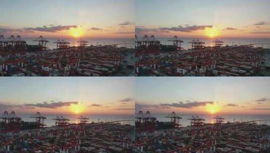 港口前推-航拍-码头堆场大景高清在线视频素材下载