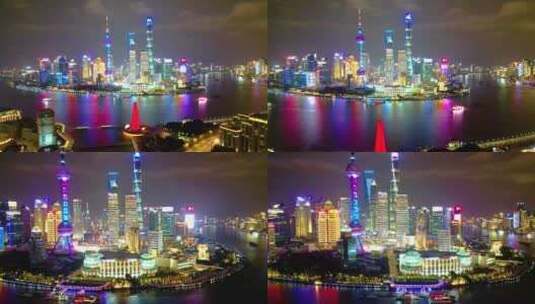 上海外滩乍浦路桥苏州河陆家嘴夜晚夜景视频高清在线视频素材下载