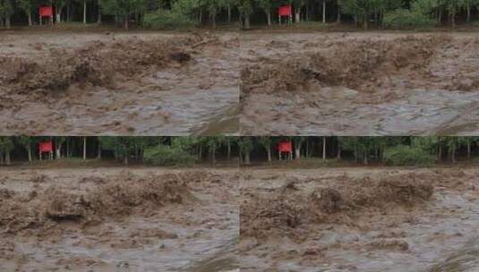 实拍暴雨后洪水 山洪  泥石流高清在线视频素材下载