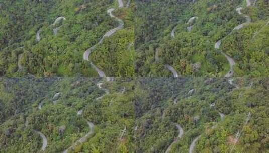 泰国清迈和白梅洪山环路山路航拍视频高清在线视频素材下载