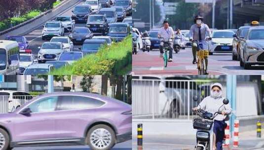 车水马龙的城市道路拥堵场景高清在线视频素材下载