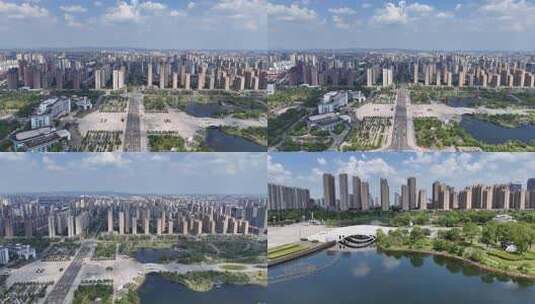 合集江西抚州新城城市高楼建筑航拍高清在线视频素材下载