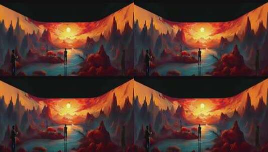 山海经-大泽百鸟沉浸式空间效果高清在线视频素材下载