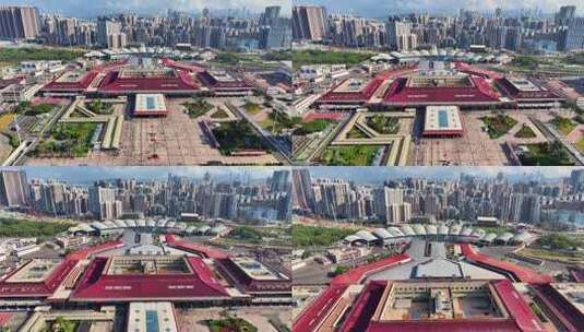珠海拱北口岸蓝天航拍高清在线视频素材下载