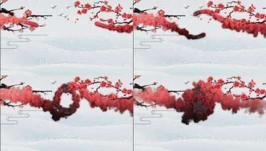 唯美烟雾梅花水墨立冬节气宣传片头高清AE视频素材下载