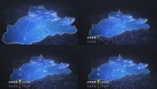 【无插件】蓝色科技感地图拉萨高清AE视频素材下载